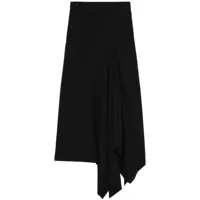 y's jupe mi-longue drapée à design asymétrique - noir
