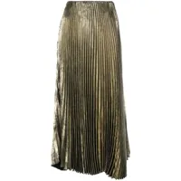 bimba y lola jupe mi-longue plissée à effet métallisé - or