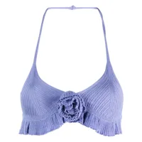 blumarine soutien-gorge en laine à fleurs appliquées - violet