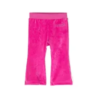 versace kids legging en velours à logo brodé - rose
