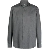 corneliani chemise en coton à col italien - gris