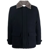 eleventy manteau droit en laine à simple boutonnage - bleu