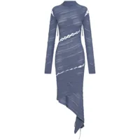 dion lee robe asymétrique coiling en crochet - bleu