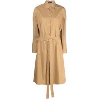 joseph robe-chemise en coton à taille nouée - marron