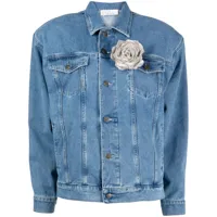 giuseppe di morabito veste en jean à fleur appliquée - bleu