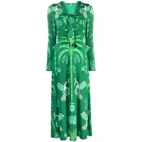 johanna ortiz robe mi-longue à imprimé abstrait - vert