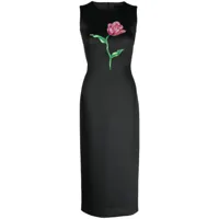 cynthia rowley robe mi-longue sans manches à fleurs - noir