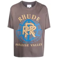 rhude t-shirt paradise valley en coton - gris