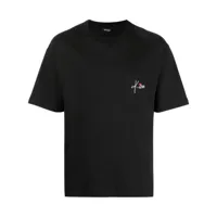 kiton chemise en coton à logo brodé - noir