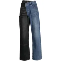 pushbutton jean droit en coton à patch logo - bleu