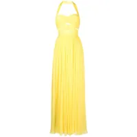 zuhair murad robe longue drapée à découpes - jaune
