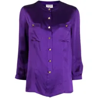 chanel pre-owned chemise sans col à boutons logo (années 1990-2000) - violet