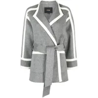 maje manteau bicolore à taille ceinturée - gris