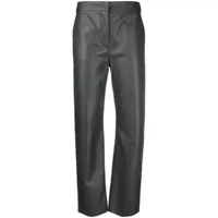 antonelli pantalon en cuir à coupe droite - gris