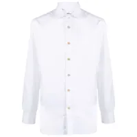kiton chemise en coton à col italien - blanc