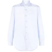 kiton chemise en coton à col italien - bleu