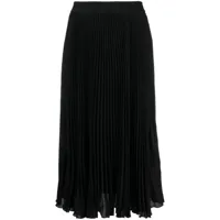 versace jeans couture jupe mi-longue plissée à bande logo - noir