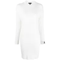 armani exchange robe mi-longue en laine vierge mélangée - blanc