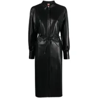 boss robe mi-longue en cuir artificiel à taille ceinturée - noir
