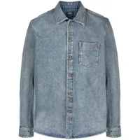 a.p.c. chemise en jean vittorio brodée poitrine - bleu