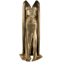rhea costa robe-cape sari à coupe longue - or