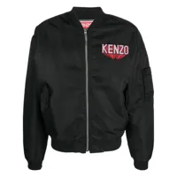 kenzo veste bomber en coton à patch logo - noir