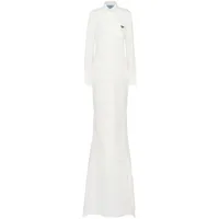 prada robe longue à plaque logo - blanc