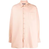 raf simons chemise en coton à patch logo - rose