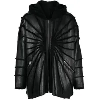 rick owens veste à capuche jumbo bordée de peau lainée - noir