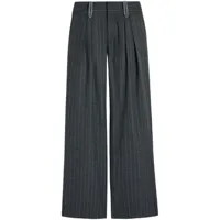 alice + olivia pantalon rayé eric à taille basse - noir