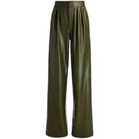 alice + olivia pantalon plissé pompey en cuir artificiel - vert
