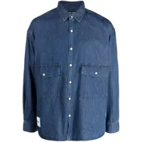 izzue chemise en jean à patch logo - bleu