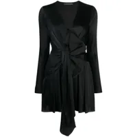 alberta ferretti robe plissée à détail de nœud - noir