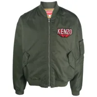 kenzo veste bomber en coton à patch logo - vert