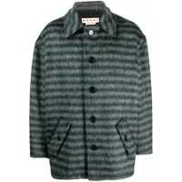 marni manteau rayé à simple boutonnage - vert