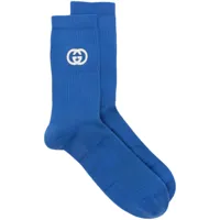 gucci chaussettes en coton à logo gg - bleu