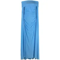 talbot runhof robe longue à épaules dénudées - bleu