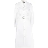 liu jo robe-chemise en coton à détails en dentelle - blanc