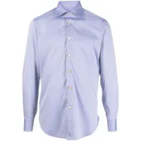 kiton chemise en coton à effet chiné - bleu