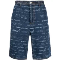 marni short en jean à logo imprimé - bleu