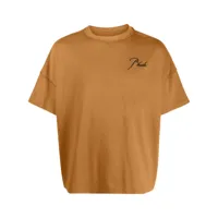 rhude t-shirt reverse à logo brodé - marron