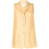 chanel pre-owned veston en lin à boutonnière (années 1990-2000) - jaune
