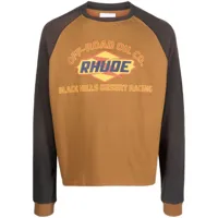 rhude t-shirt en coton stretch à logo imprimé - orange