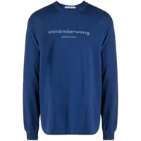 alexander wang sweat en coton à logo brodé - bleu
