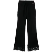 twinset pantalon orné de dentelle à coupe courte - noir