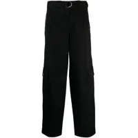 lacoste pantalon cargo ample à taille haute - noir