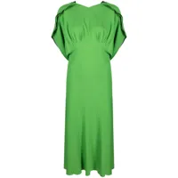 victoria beckham robe mi-longue à manches drapées - vert