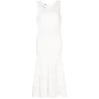 chanel pre-owned robe mi-longue à design sans manches - blanc