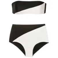 adriana degreas bikini bandeau deco à design bicolore - noir
