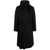 yohji yamamoto manteau ceinturé à capuche - noir